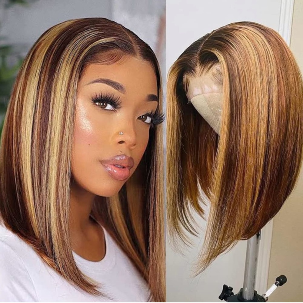 4x4 Lace Closure Bob Wig, Human Hair - 10 Inches